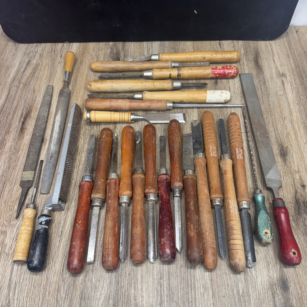 Craftsman 26 Piece Set of Tools, Wood Turning Chisels, Wood Lathe W/ Extras SEE!